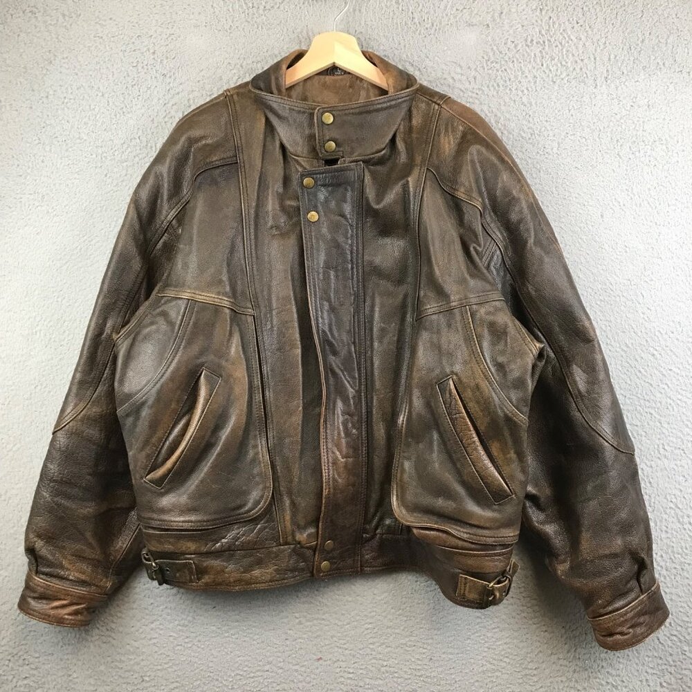 VINTAGE FIRST GENUINE LEATHER MEN’S JACKET SIZE L BROWN